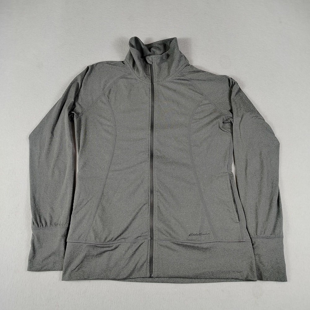 Eddie Bauer Jacket Womens Small Gray Full Zip Athletic Stretch Lightweight Layer